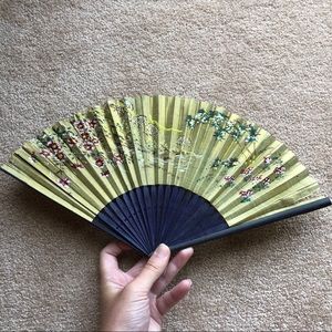 Vintage hand painted folding fan
